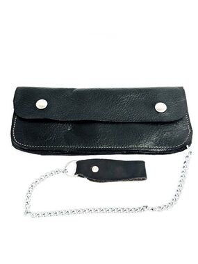 Leather Biker Bifold Wallet With Chain 5 Compartments Size 9 1/4”x4”